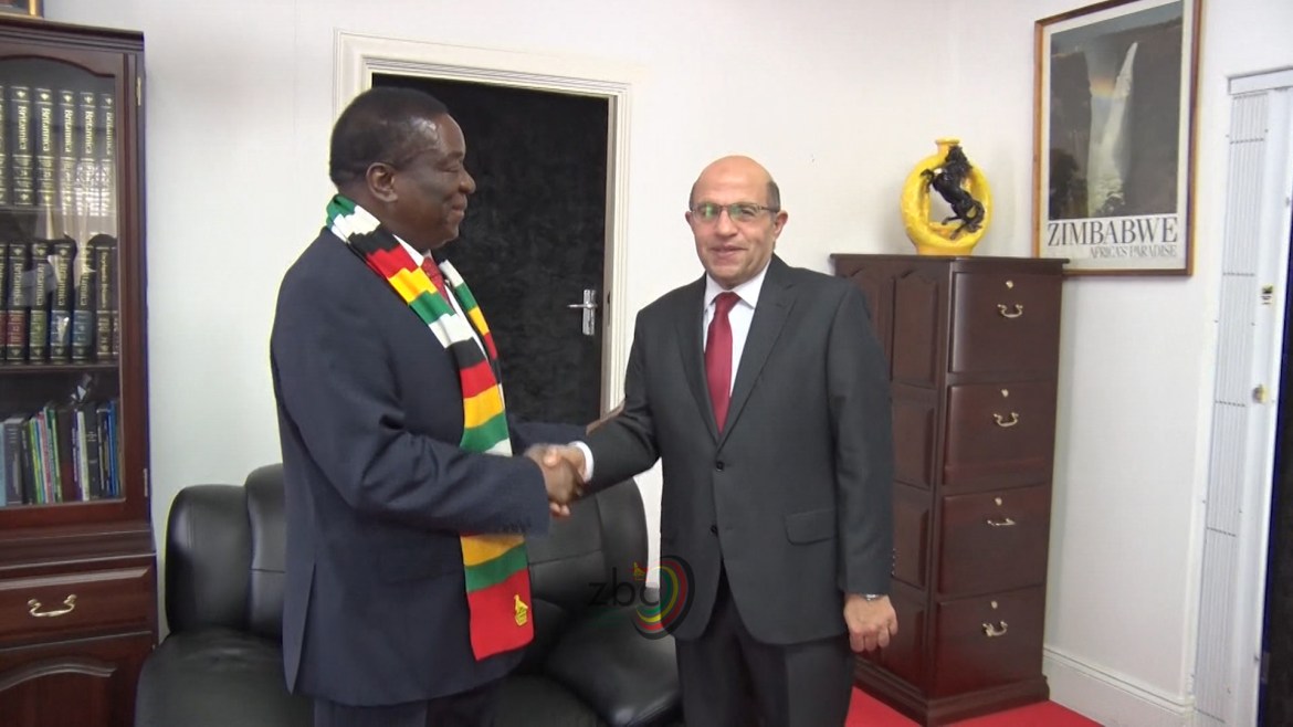 Egyptian Ambassador bids farewell to President Mnangagwa.
