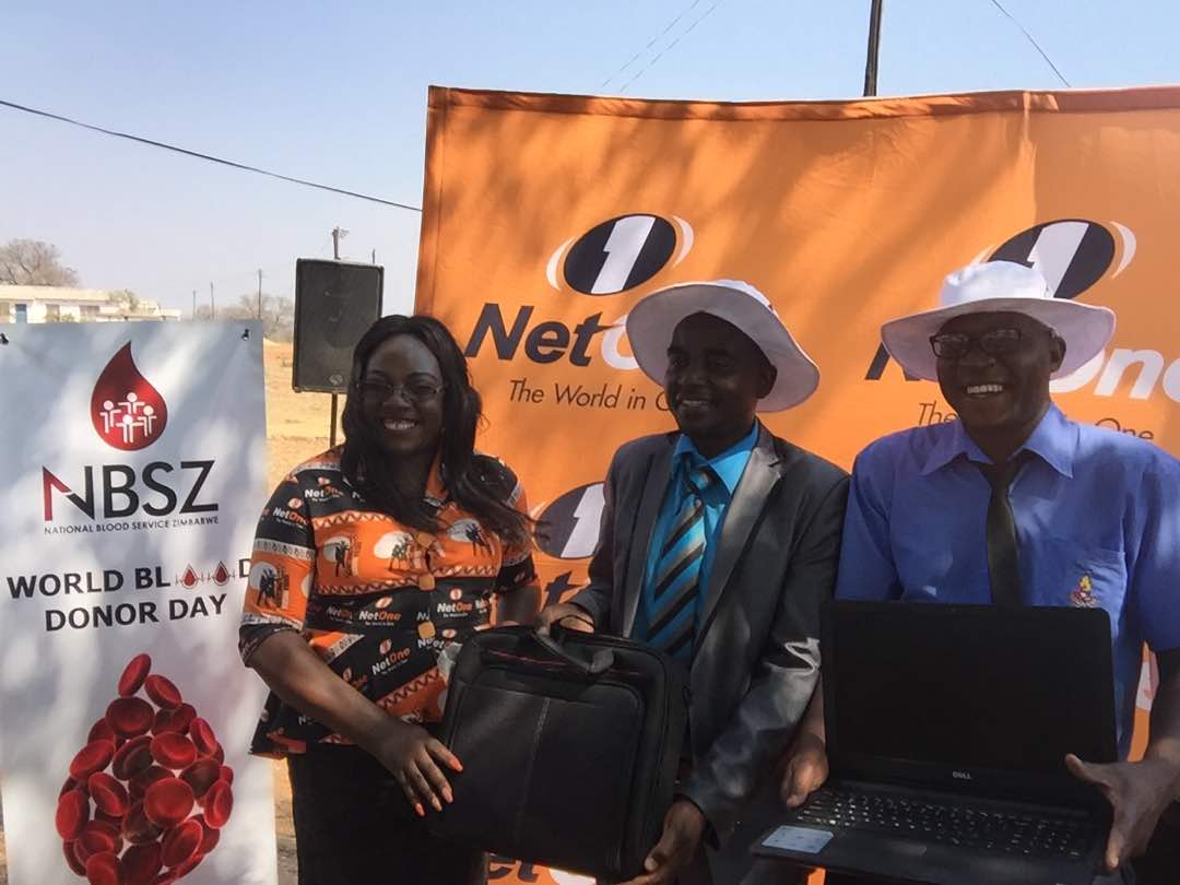 NetOne presents computers to National Blood Services Zimbabwe winners