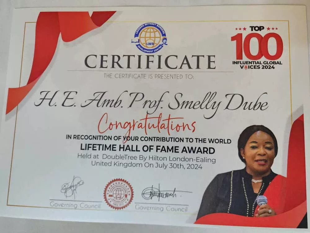 Professor Smelly Dube and Dr. Mncedisi Dube among Top 100 Influential Global Voices 2024 awardees