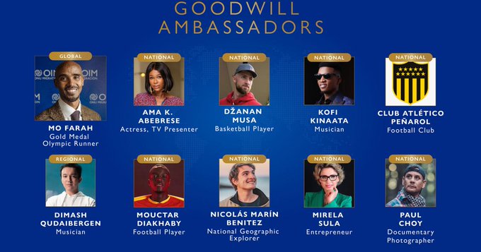 Artists and Athletes Among Nine New IOM Goodwill Ambassadors