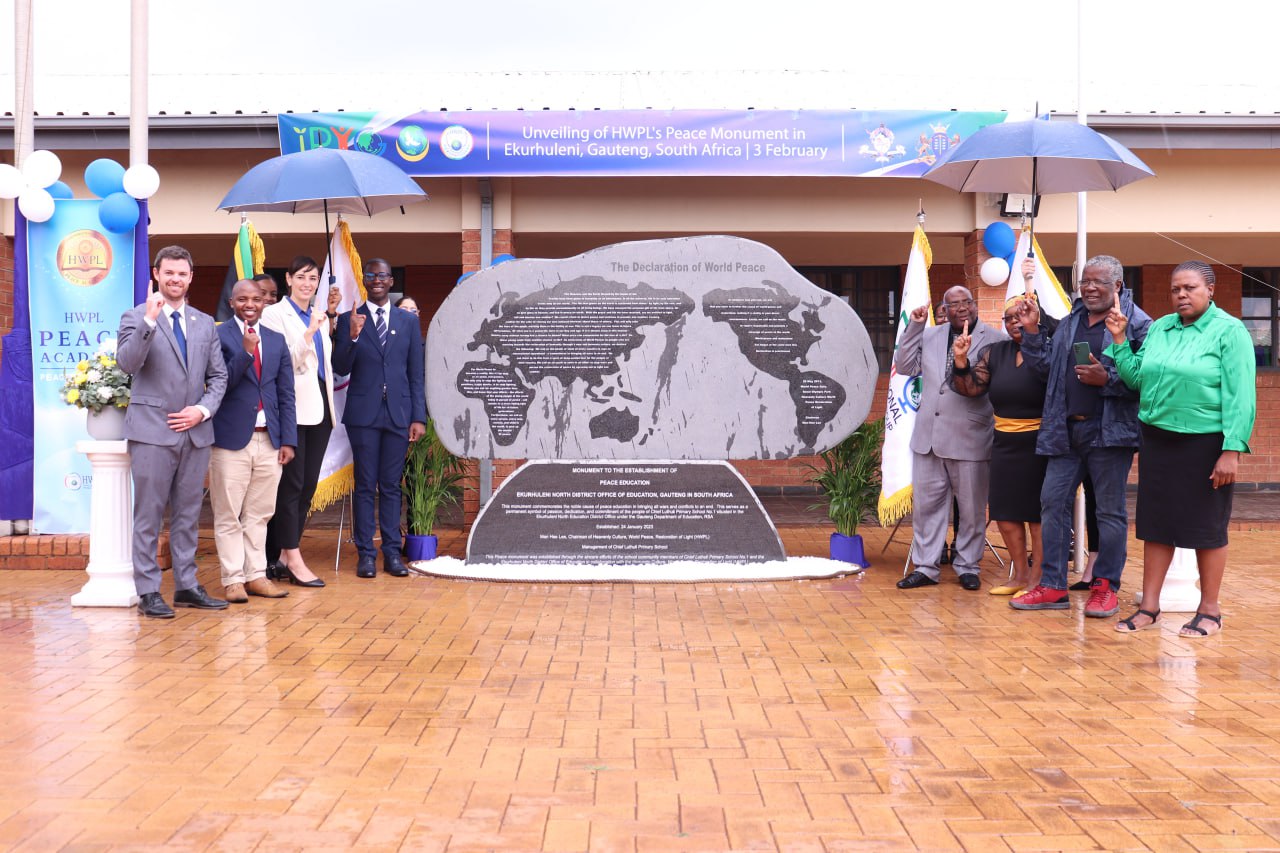 HWPL Peace Monument unveiled at a Johannesburg primary school