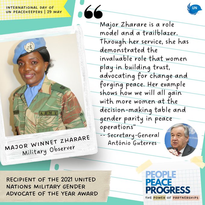 Zimbabwean Peacekeeper Wins 2021 Military Gender Advocate of Year Award