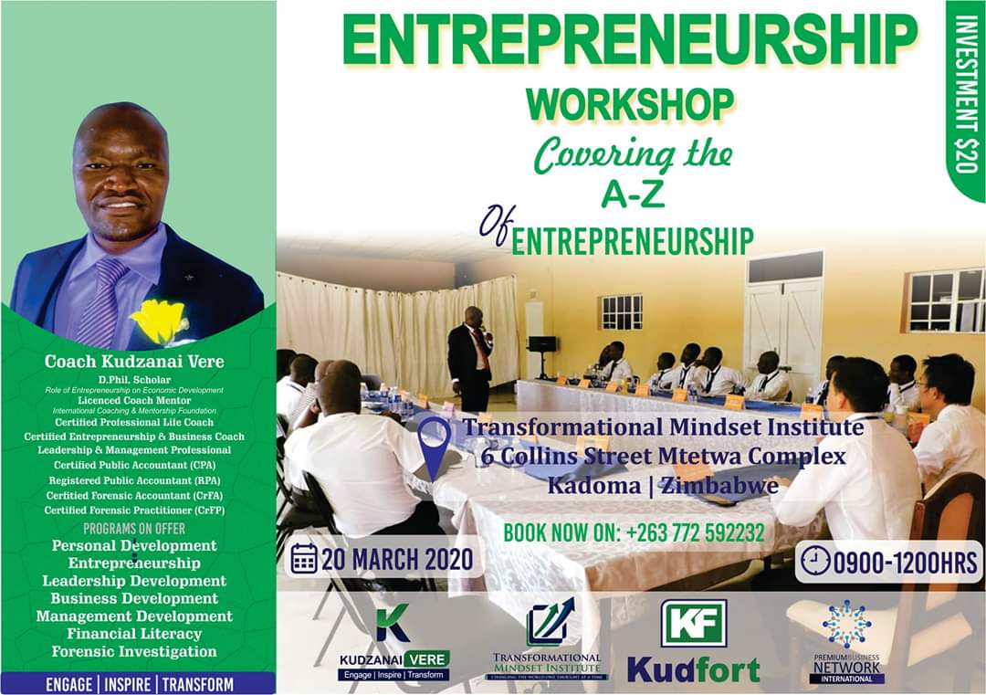 Entrepreneurship Coach Kudzanai Vere Holds Entrepreneurship Workshop in Kadoma